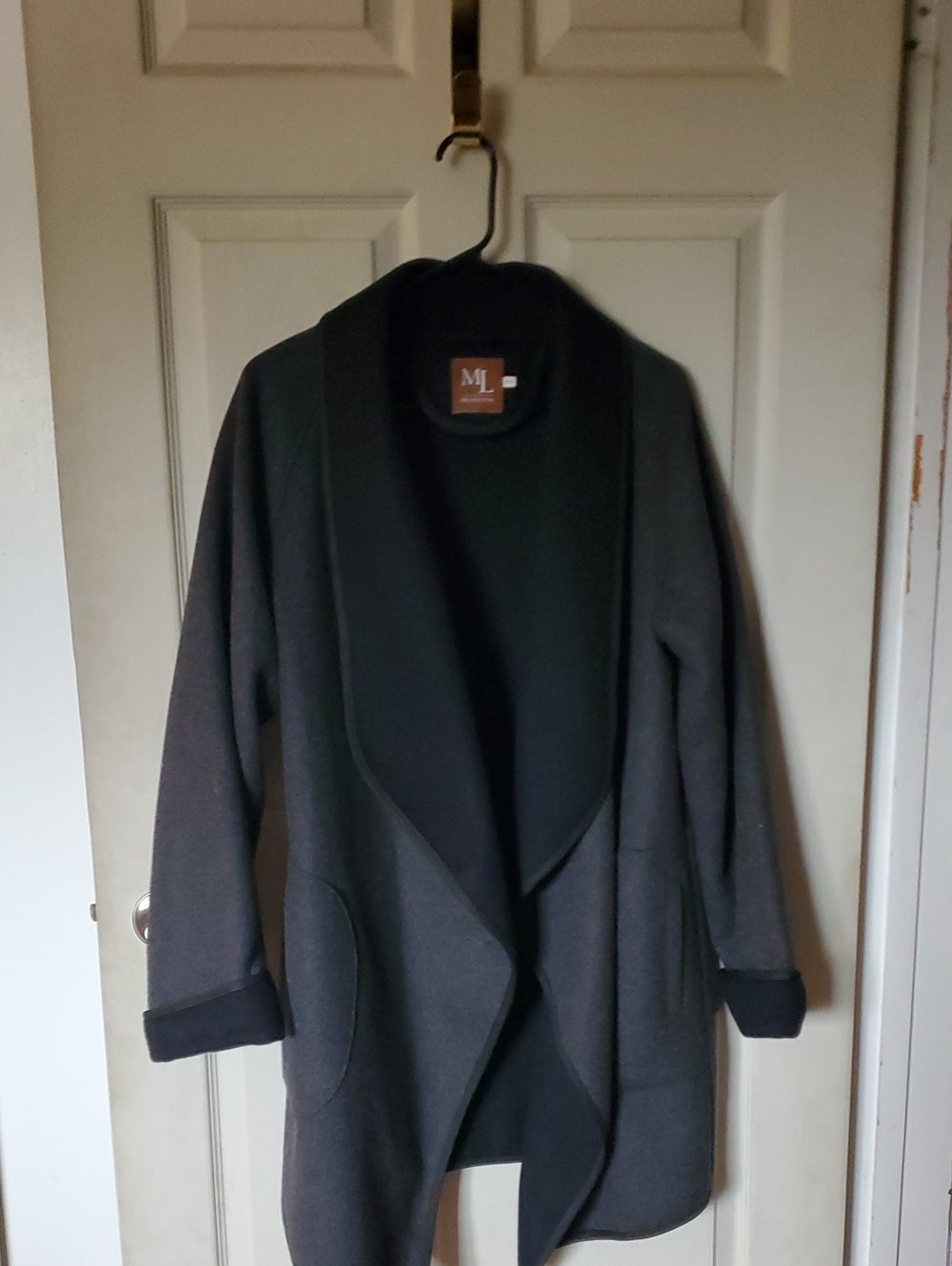 ML Reversible Charcoal Open-Front Trench Coat for Women